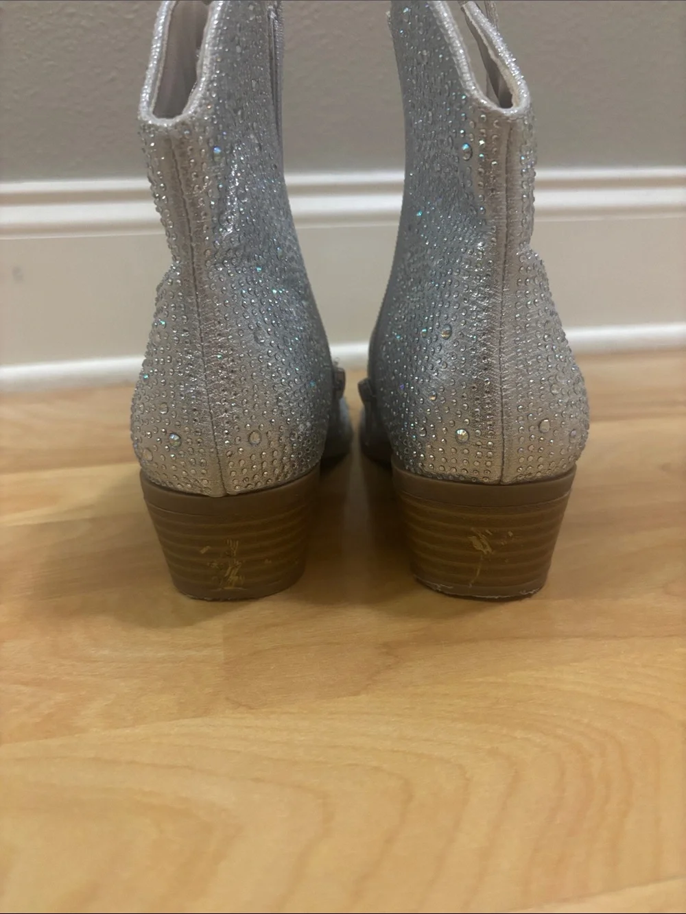 Dream Pairs Silver Glitter Western Kids Ankle Boots